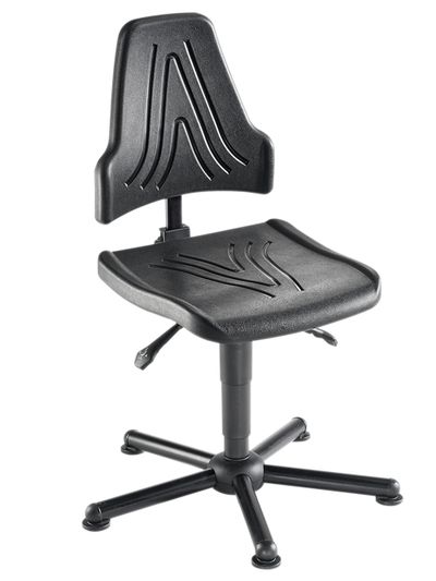 Arbeitsdrehstuhl, Sitzhöhe 48-61 cm verstellbar , mit gebremsten Rollen, Sitz + Lehne neigungsverstellbar , schwarz