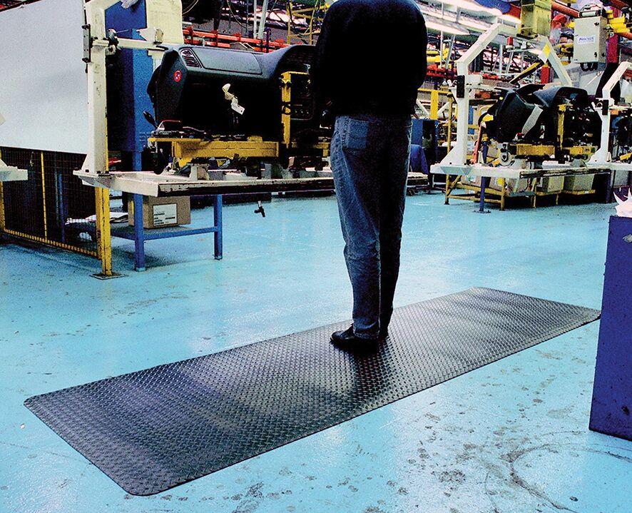 Arbeitsplatzmatte Diamond Deckplate, schwarz, 1200 mm x 18,3 Meter