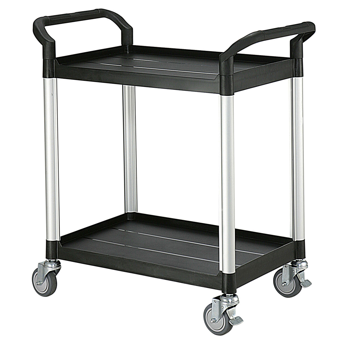 12479-RA-808E-black-9 Tischwagen 850x480 mm, 250 kg Tragkraft, Etagen und Schiebebügel aus Kunststoff schwarz, Aluminium