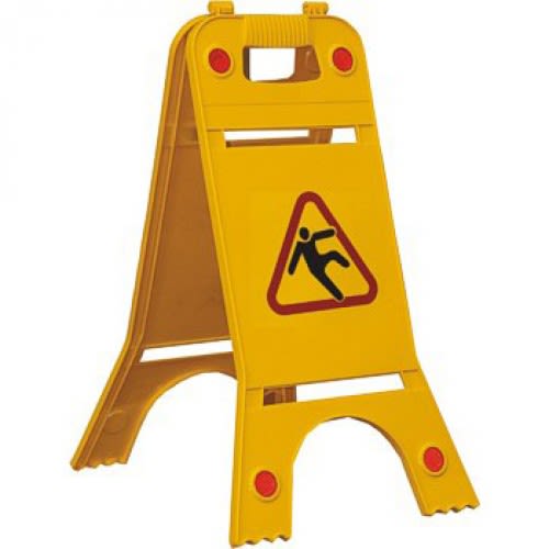 warnaufsteller-achtung-rutschgefahr-aufsteller-mit-reflektoren-11717 Warnaufsteller Achtung Rutschgefahr mit roten Reflektoren Höhe 620 mm signalgelb 2 Stück im Set