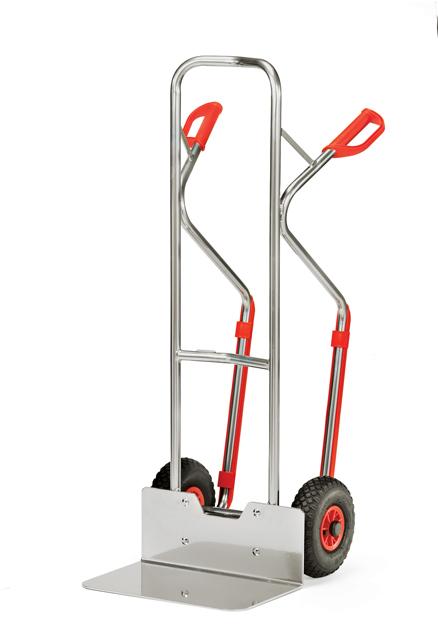 Alukarren_200_kg_Tragkraft_480x300_mm_Schaufel_A1331L Alukarren Getränkekarren, Luftreifen, 200 kg Tragkraft, 480x300 mm breite Schaufel, Höhe 1300