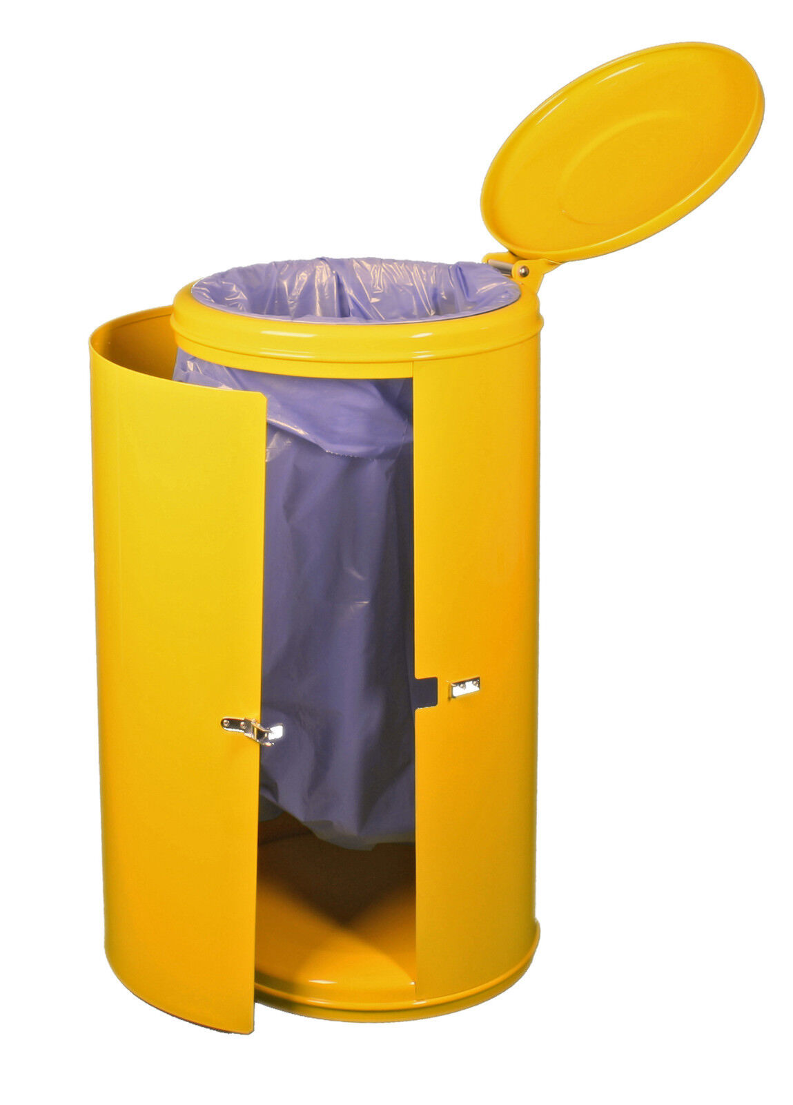 Abfallsammler 120 L verkehrsgelb Spannverschluss Deckel mit Klemmring passend für 120 L Müllsäcke