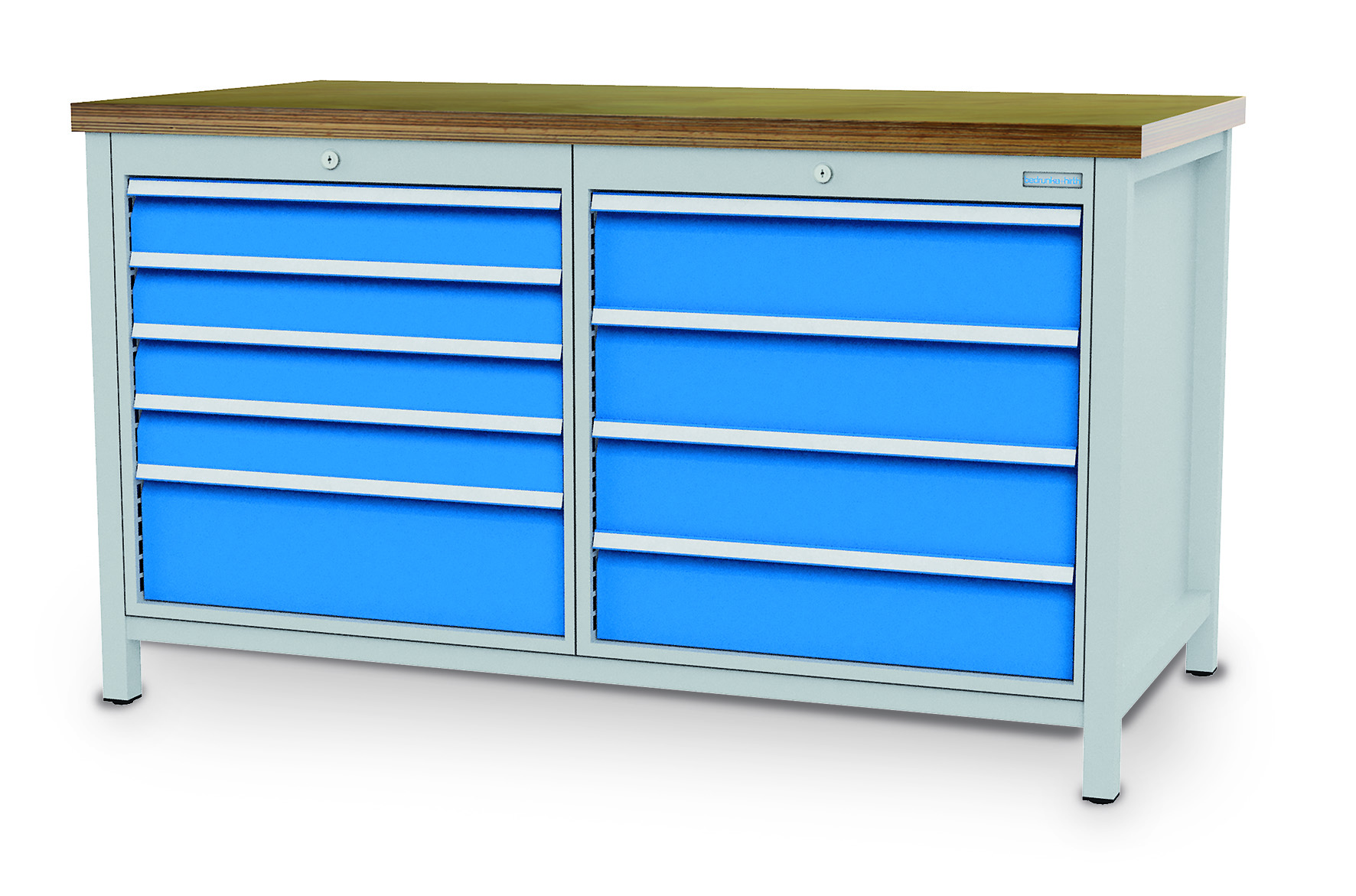 Kastenwerkbank 1500x750x859 mm, mit 9 Schubladen, 1000 kg Tragkraft