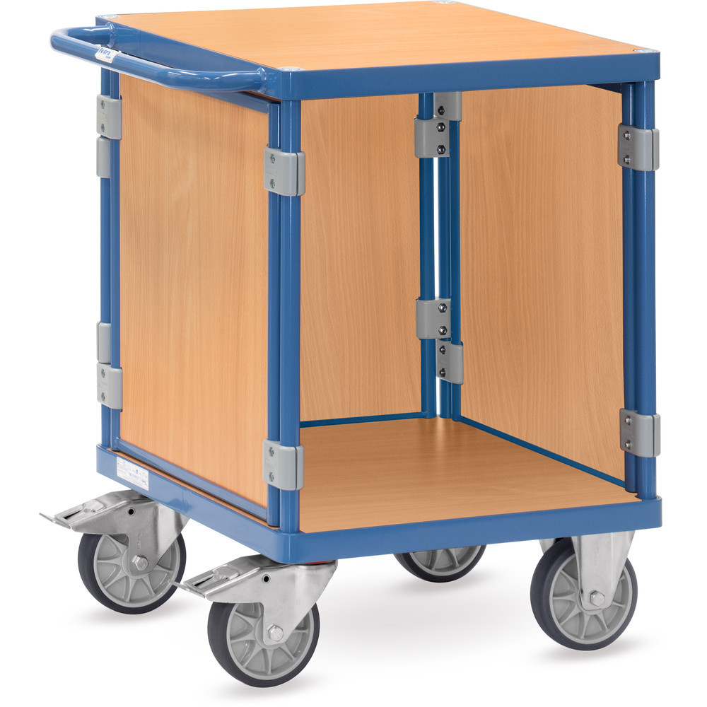 Dreiwand Tisch- und Montagewagen,600x600 mm, 500 kg Tragkraft, 3 Holzplattformen quadratisch anschraubbar