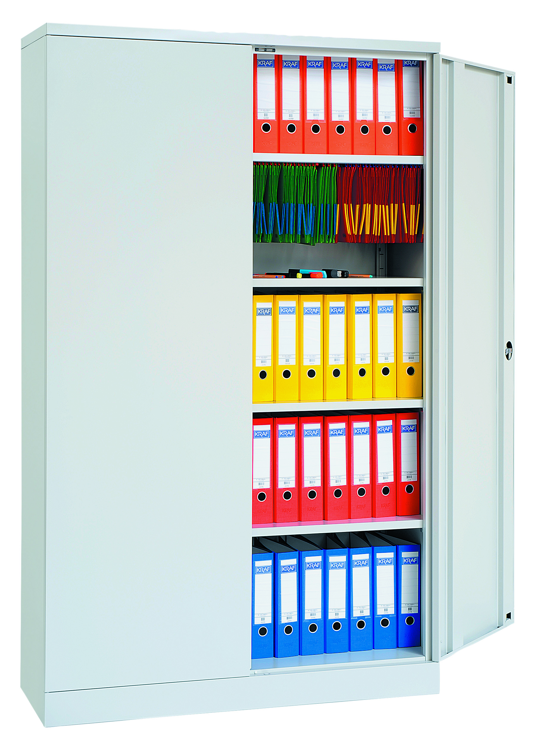 04_155_12A_B-H Flügeltürschrank Breite 1200x500 mm, Höhe 1950 mm, 4 verzinkten Fachböden - extra breit-