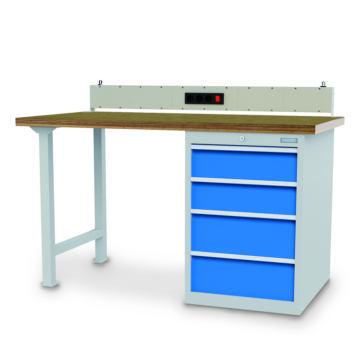 03_15_580_4VA-07_861_15_74A_B-H Werkbank 2000x750x859 mm, 4 Schubladen Breite 555 mm, 500 kg Tragkraft, inkl. Stromanschluss