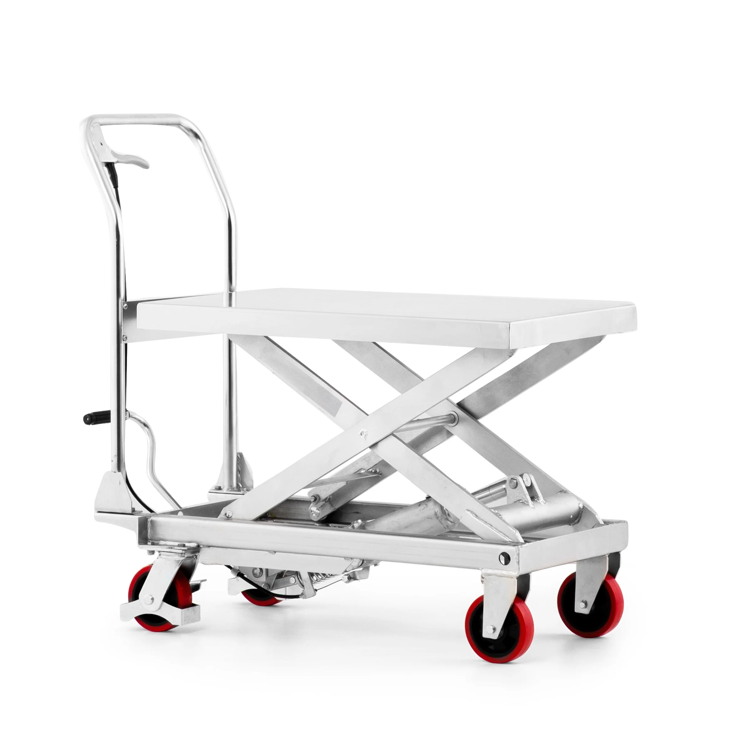 EDELSTAHL Hubtischwagen INOXX-M 250 kg Tragkraft, 815x500 mm Ladefläche, Hubhöhe 890 mm Kopie
