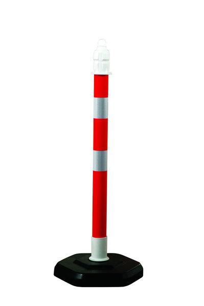 Kettenpfosten_Multimax_mit_reflektierenden_Streifen_einzeln_rot-weiss_12403-ZR Kettenpfosten Multimax mit reflektierenden Streifen, einzeln, rot-weiß