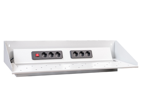 Akku-Ladewandboard mit 6 x Schuko-Steckdosen und Kippschalter zur Aufladen für bis zu 6 Akkugeräte gleichzeitig Akku-Ladewandboard mit 6 x Schuko-Steckdosen und Kippschalter zur Aufladen für bis zu 6 Akkugeräte gleichzeitig