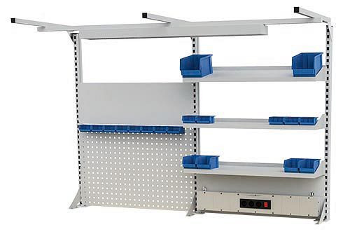 Multi-Wand  für Werkbänke 2000 mm Breite mit Beleuchtung  Aufbau 2000x1250 mm, inkl. Zubehör