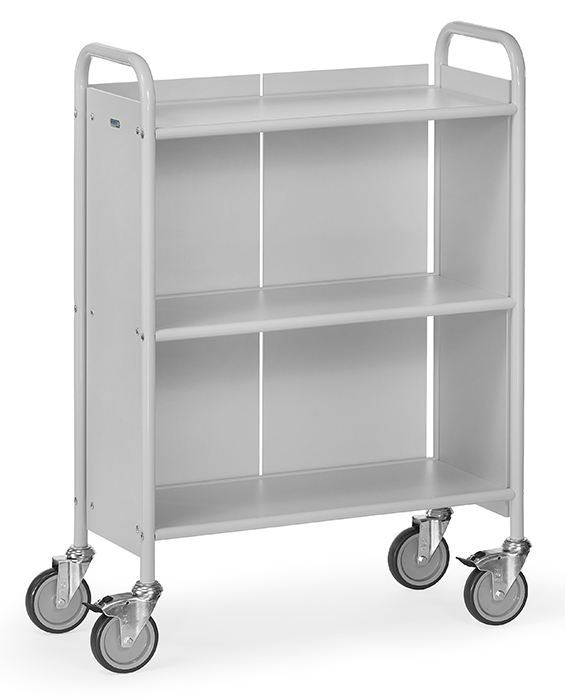 4871 Bürowagen 3 Etagen für 2 Ordnerreihen übereinander lichtgrau  810x385x1100 mm, 150 kg Tragkraft