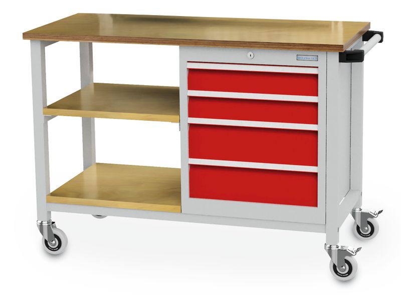 04-512-04A-B-H Mobile Werkbank 1200x540x880 mm, mit 2 Ablagen und 5 Schubladen, 500 kg Tragkraft, fahrbar