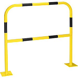Einfacher Schutzbügel 1000x1000 mm mit Knieholm zur Absicherung, gelb/schwarz Ø Rohrstärke 40 mm Einfacher Schutzbügel 1000x1000 mm mit Knieholm zur Absicherung, gelb/schwarz Ø Rohrstärke 40 mm