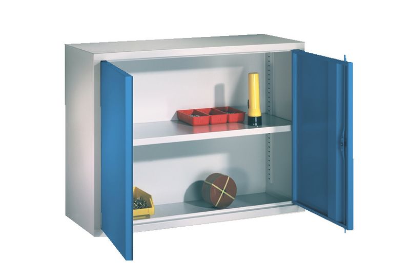 03-080-001a Werkstatt-Hängeschrank 800x300x600 mm BxTxH, aus Metall mit 2 Vollblechtüren, glatte Rückwand