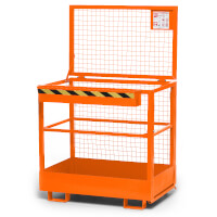 Arbeitskorb-RAK-RAL-2004-Solo Arbeitskorb RAK für Stapler, Aufnahme quer, 300 kg Tragkraft, RAL 2004 orange
