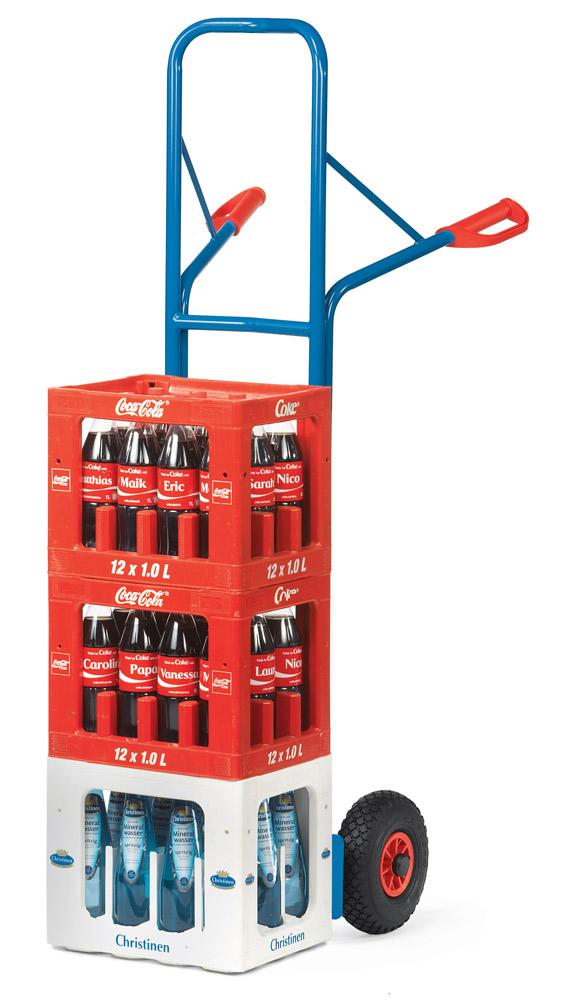 Stahlrohrkarren_300_kg_Tragkraft_480x300_mm_Schaufel_B1328V Stahlrohr-Getränkekarren Vollgummi, 300 kg Tragkraft, 480x300 mm breite Schaufel, Höhe 1600 mm