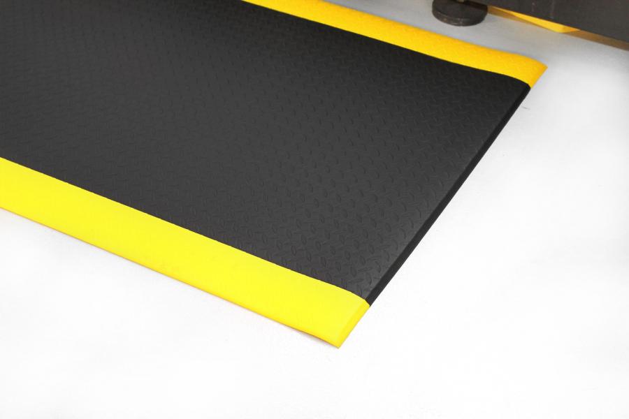 Arbeitsplatzmatte Orthomat® Diamond, schwarz/gelb 600 x 900 mm