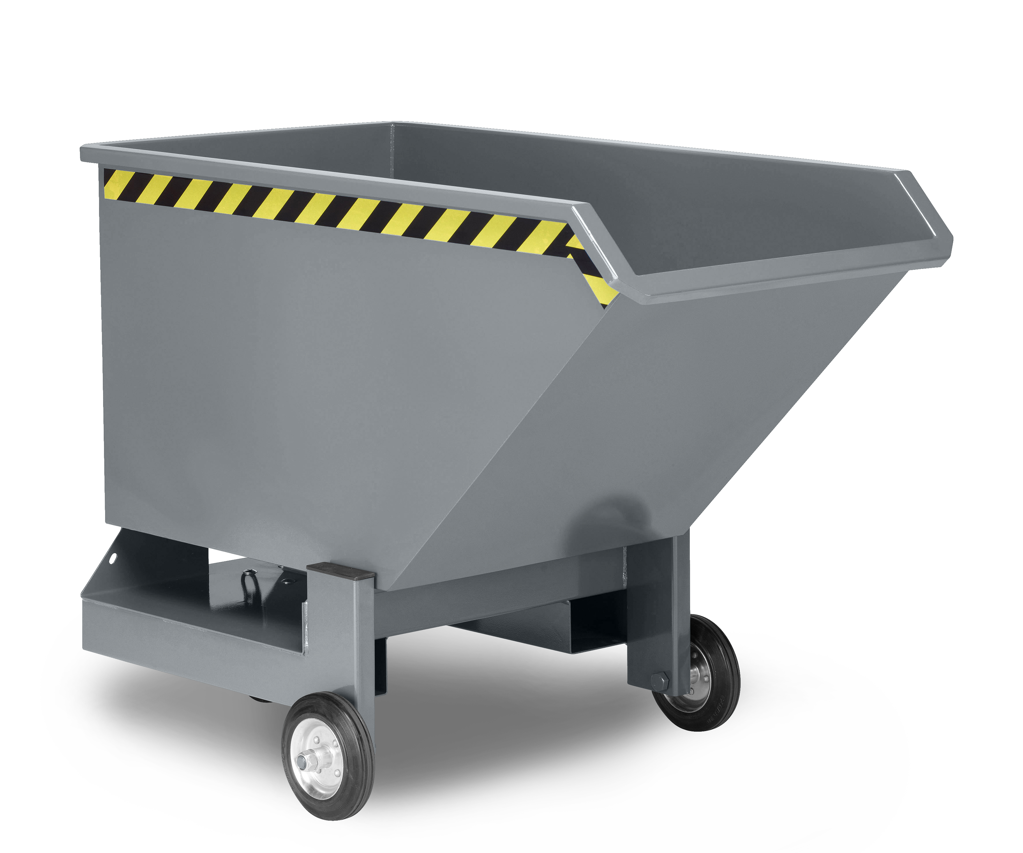 Kastenwagen-RKW-RAL-7005-Solo Stapler-Kippbehälter RKW 0,25 m³ Inhalt, 600 kg Tragkraft, mit Rollen, RAL 7005 schwarz