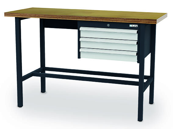 CL1560AT03_simplaflex Arbeitstisch 1500x600x960 mm, 3 Schubladen, feststehend, 200 kg Tragkraft