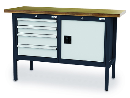CL66041KW15_SimplaflexwKjCnEat0RRPJ Kastenwerkbank 1500x600x960 mm,1 Flügeltür, 4 Schubladen Breite 600 mm, 800 kg Tragkraft, anthrazit