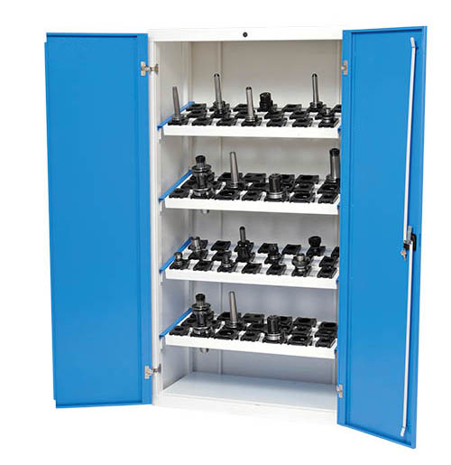 02_118_04A CNC Werkzeugschrank 980x500x1838 mm, inkl. 4 Werkzeugaufnahmerahmen, inkl. CNC-Einsätze