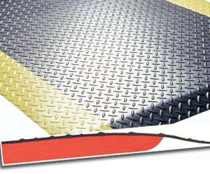 Arbeitsplatzmatte Diamond Deckplate mit gelben Rand, 600 x 900 mm