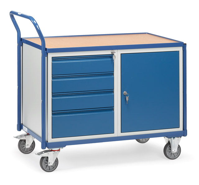 2635rdWlFUhjQ1JoJ Werkstattwagen 300 kg Tragkraft 1000x600 mm, 3 Schubladen,1 Stahlschrank