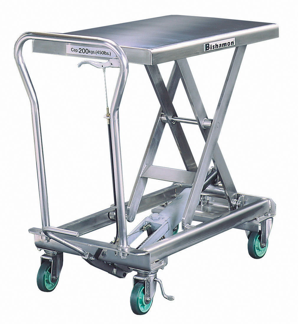 BXS201 Edelstahl-Hubtisch BISHAMON 100 kg Tragkraft, 700x450 mm Ladefläche, Hubhöhe 730 mm