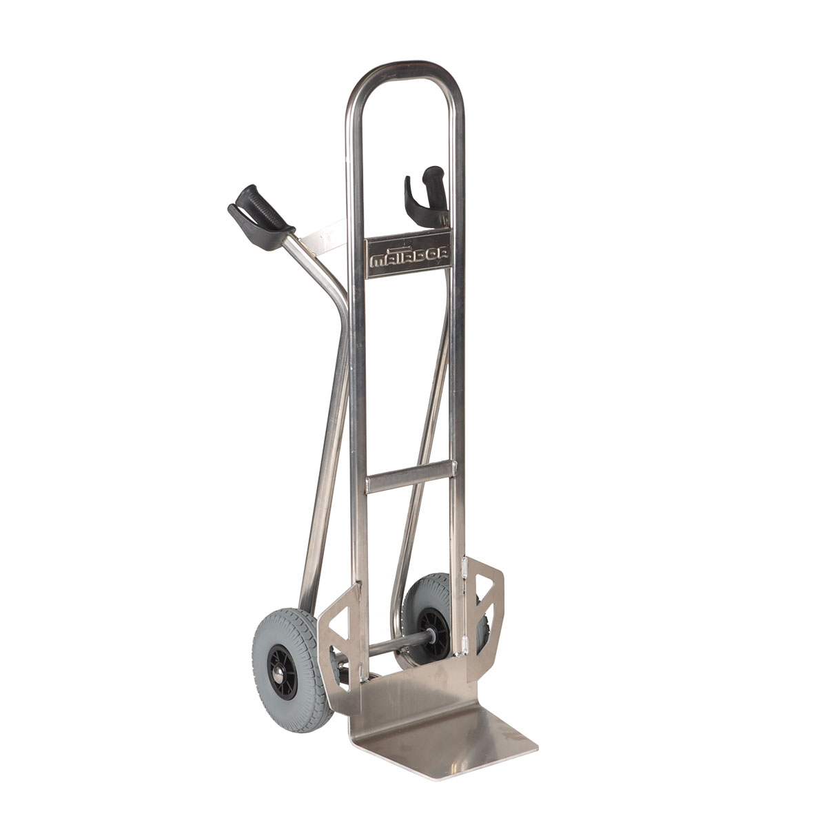 16410-M-NST300-CT-ALU-ISO-2 Hohe Alu-Paketkarre pannensicher, 350 kg Tragkraft, Schaufel 285x240 mm, Höhe 1380 mm