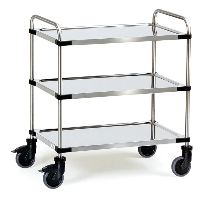 5038lfNlqQpO5Y5fl Servierwagen Edelstahl  630 x 400 mm  150 kg Tragkraft 3 Etagen