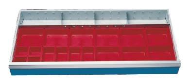 Schubladeneinsatz_Hoehe_100_mm_Breite_980_mm_8_198-132A Kleinteilekästen Nutzmaß 900 x 400 mm für Schubladen BxT 680 x 500 mm, Front- Höhe 100 mm