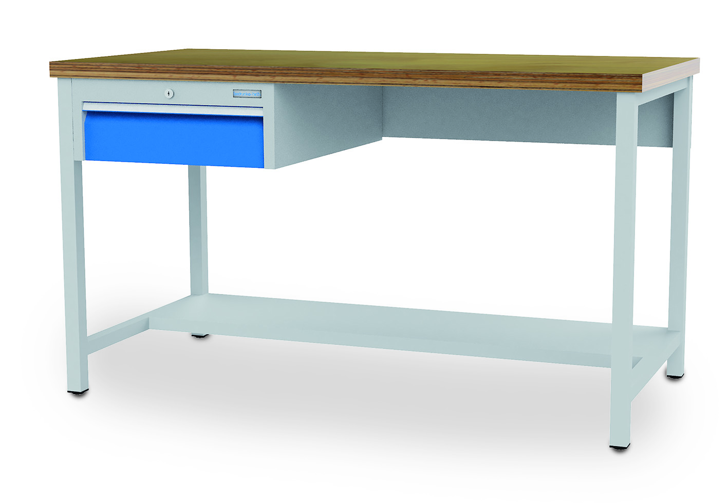 03_14_31VA_B-H Arbeitstisch 1500x750x859 mm, feststehend, 1 Ablage und 1 Hängeschrank, 200 kg Tragkraft