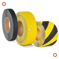 Antirutschbänder, schwaz-gelb, Breite 25 mm verformbar, selbstklebend, Rolle 18,3 m