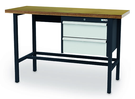 CL1560AT06_simplaflex Arbeitstisch 1500x600x960 mm, 2 Schubladen, feststehend, 200 kg Tragkraft