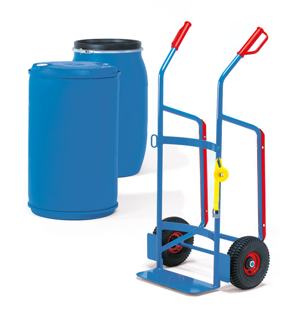 2081 Fasskarren für 120-220-Liter Kunststoff-Fässer 300 kg Tragkraft Luft-Bereifung