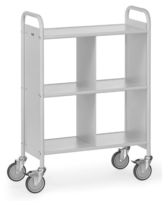 4872 Bürowagen 3 Etagen für 2 Ordnerreihen übereinander mit Trennwand lichtgrau  810x385x1100 mm, 150 kg