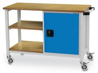 04_512_01 Mobile Werkbank 1200x540x880 mm, mit 2 Ablagen und 1 Tür verschließbar, 400 kg Tragkraft, fahrbar
