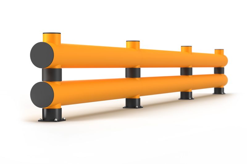 Rammschutz-Barriere Doppelplanke Länge 8,0 Meter Rack-Mammut® zum Aufdübeln Signalfarbe gelb aus HDPE Rammschutz-Barriere Doppelplanke Länge 8,0 Meter Rack-Mammut® zum Aufdübeln Signalfarbe gelb aus HDPE