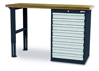 CL6H09181W156_Simplaflex Werkbank 1500x600x1060 mm, 9 Schubladen Breite 600 mm, höhenverstellbar, 1000 kg Tragkraft