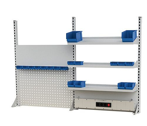 Multi-Wand  für Werkbänke 2000 mm Breite  Aufbau 2000x1250 mm, inkl. Zubehör wie Abbildung