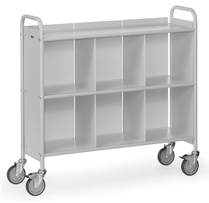 4878 Bürowagen 3 Etagen für 2 Ordnerreihen übereinander mit Trennwänden lichtgrau  1165x1100 mm, 150 kg