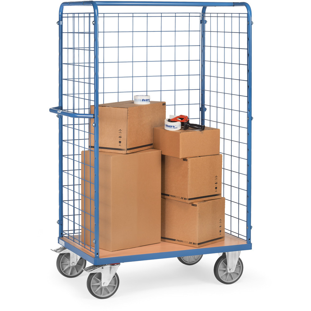 Paketwagen 1800x1000x700 mm mit Drahtgitterwänden 600 kg Tragkraft Ladefläche Paketwagen 1800x1000x700 mm mit Drahtgitterwänden 600 kg Tragkraft Ladefläche