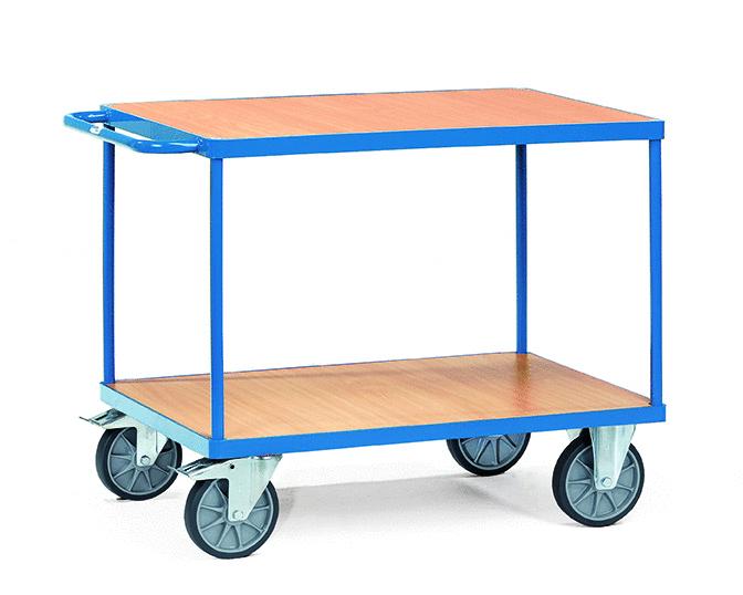 Schwerer Tisch- und Montagewagen 1000x600 mm, 600 kg Tragkraft, Holzplattform