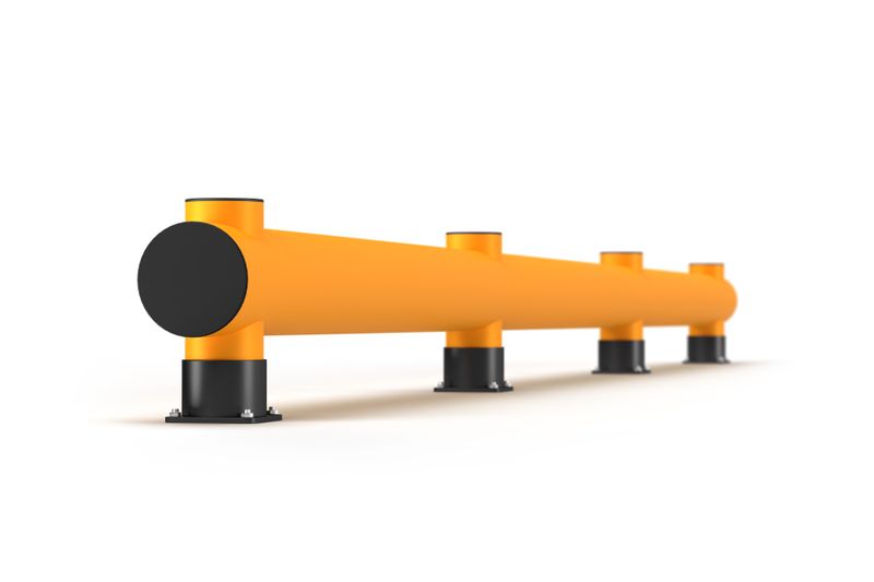 Rammschutz-Barriere Einzelplanke Länge 8,0 Meter Rack-Mammut® zum Aufdübeln Signalfarbe gelb aus HDPE Rammschutz-Barriere Einzelplanke Länge 8,0 Meter Rack-Mammut® zum Aufdübeln Signalfarbe gelb aus HDPE