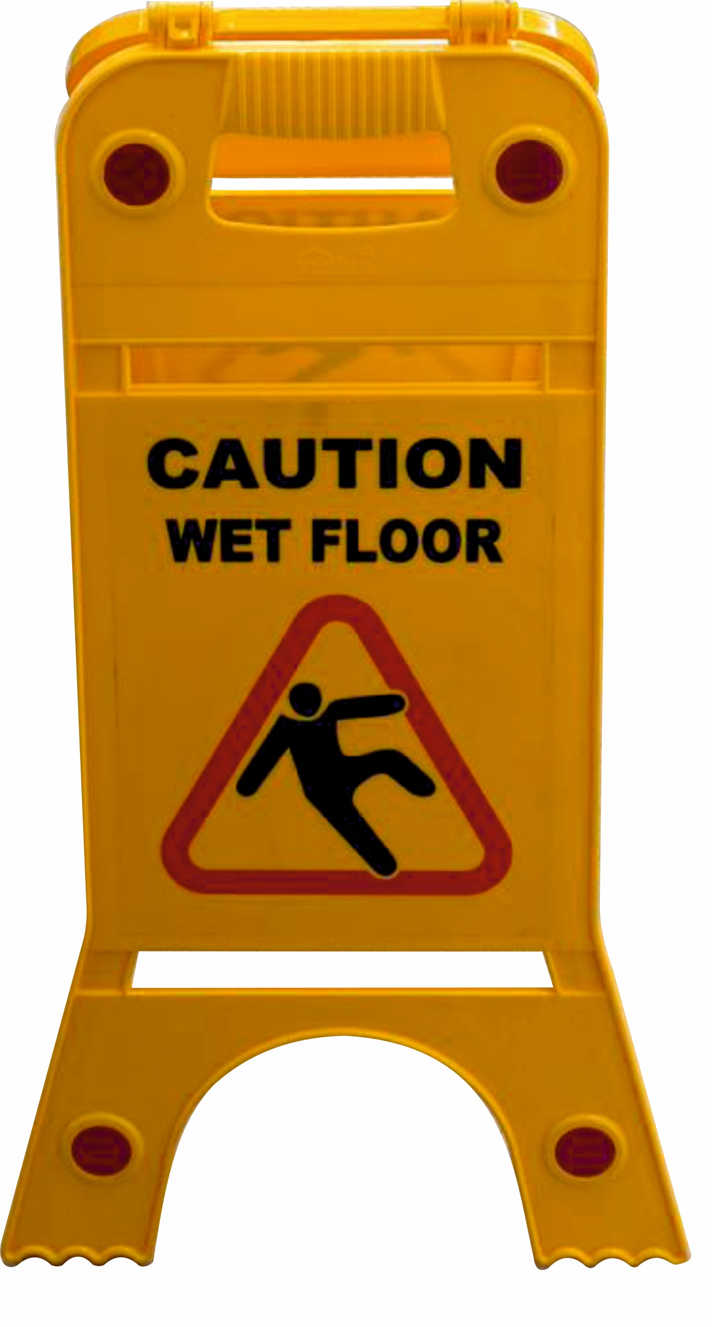 Warnaufsteller "CAUTION WET FLOOR"  mit roten Reflektoren Höhe 620 mm signalgelb 2 Stück im Set