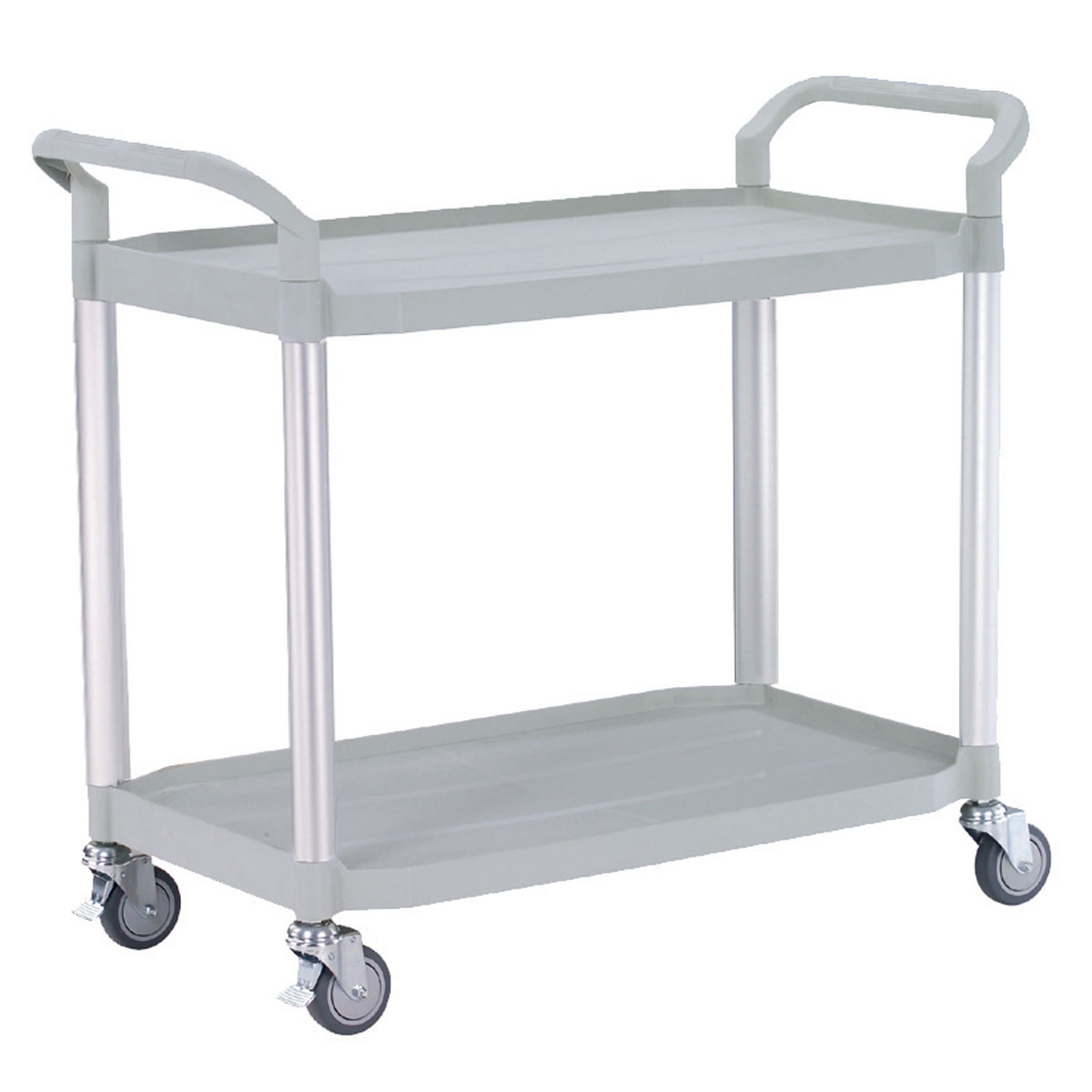 12523-HX-808LE-3-white-6 Tischwagen 1100x520 mm, 250 kg Tragkraft, Etagen + Schiebebügel Kunststoff lichtgrau, Aluminium