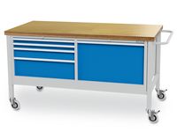 04_15_14V Mobile Werkbank 1500x750x860 mm, 400 kg Tragkraft, 5 Schubladen,