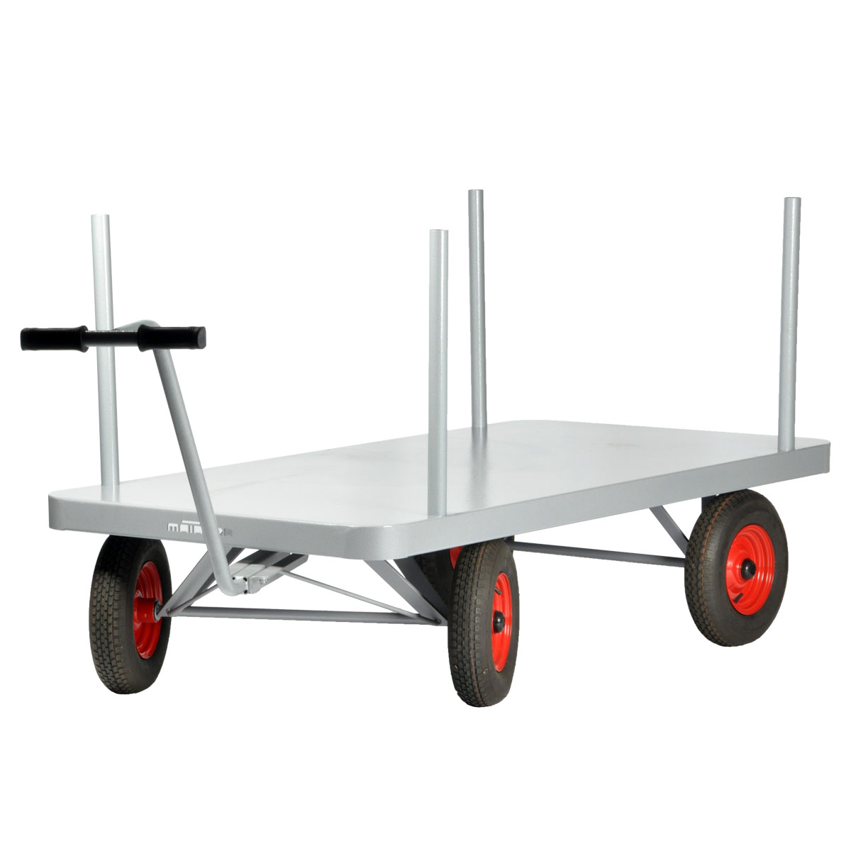 13072-M-schamelwagen-LB-rongen Pritschenwagen 2000x1000 mm, 1000 kg Tragkraft, Metall-Ladefläche mit Rungen, Luft-Reifen schwarz