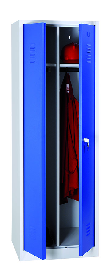 TWRC21860V2Z_simplaflex Garderoben-Stahlspind Breite 600 mm Zylinderschloss mit Sockel 2 Türen RAL7035/5010