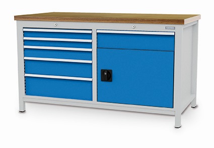 Kastenwerkbank 1500x750x859 mm, 1 Flügeltür 6 Schubladen, 1000 kg Tragkraft Kastenwerkbank 1500x750x859 mm, 1 Flügeltür 6 Schubladen, 1000 kg Tragkraft